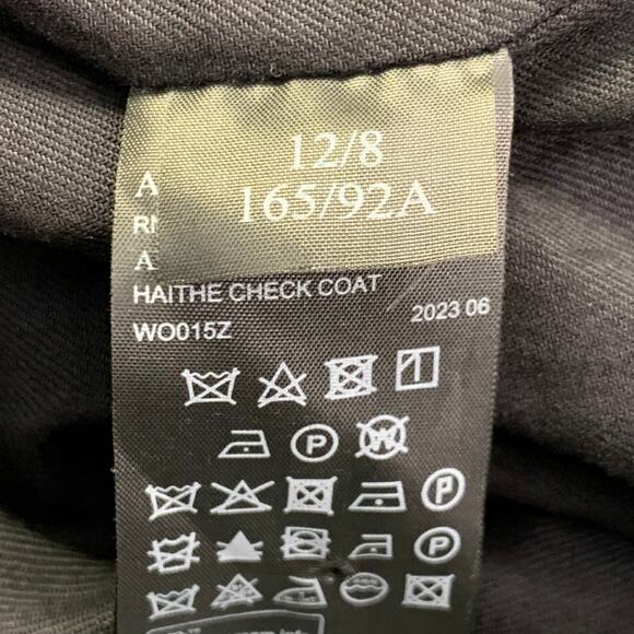 ALLSAINTS Size 8 Black White Wool Blend Checkered Double Breasted Belted Coat - Picture 8 of 9